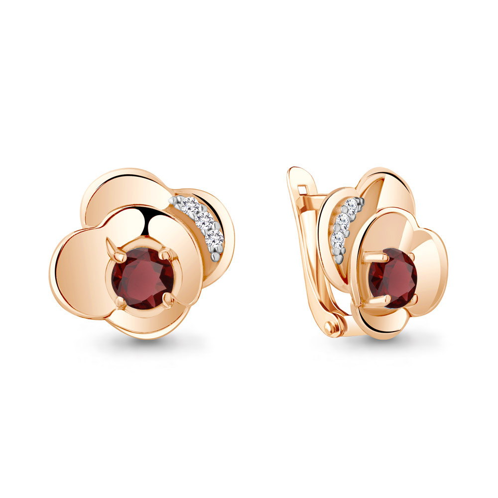 

Серьги из серебра с гранатом/фианитом Aquamarine 4750703А_925_з, 4750703А_925_з