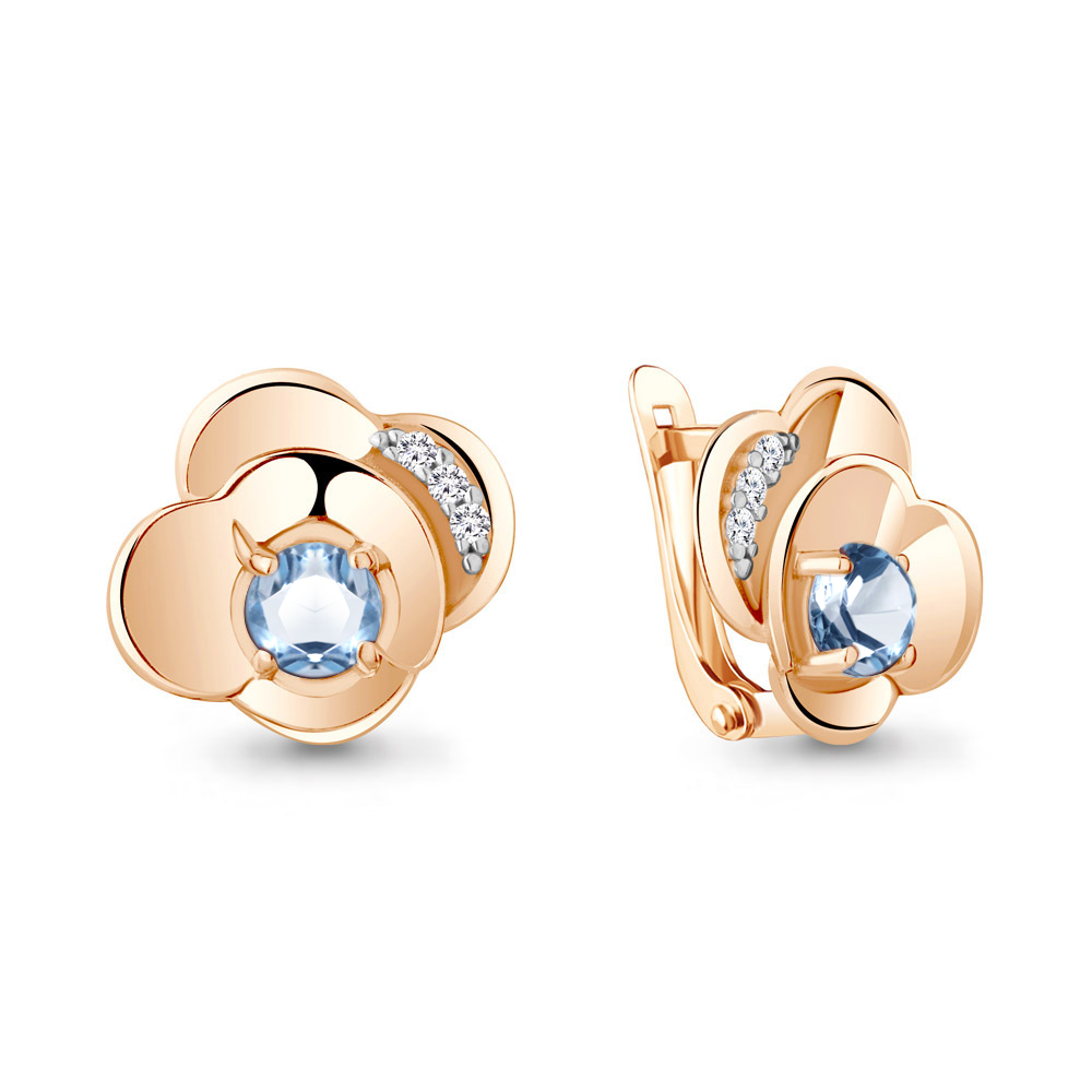 

Серьги из серебра с топазом/фианитом Aquamarine 4750705А_925_з, 4750705А_925_з