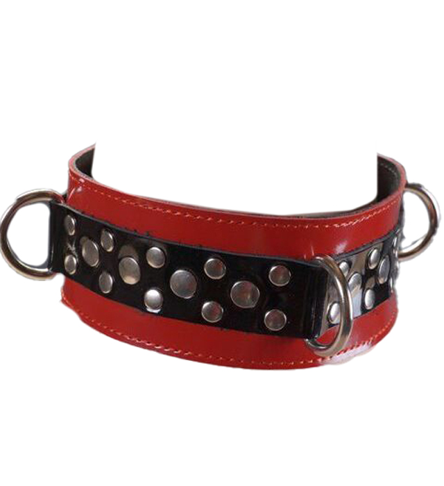 Ошейник Podium лакированный на мягкой подкладке красный
