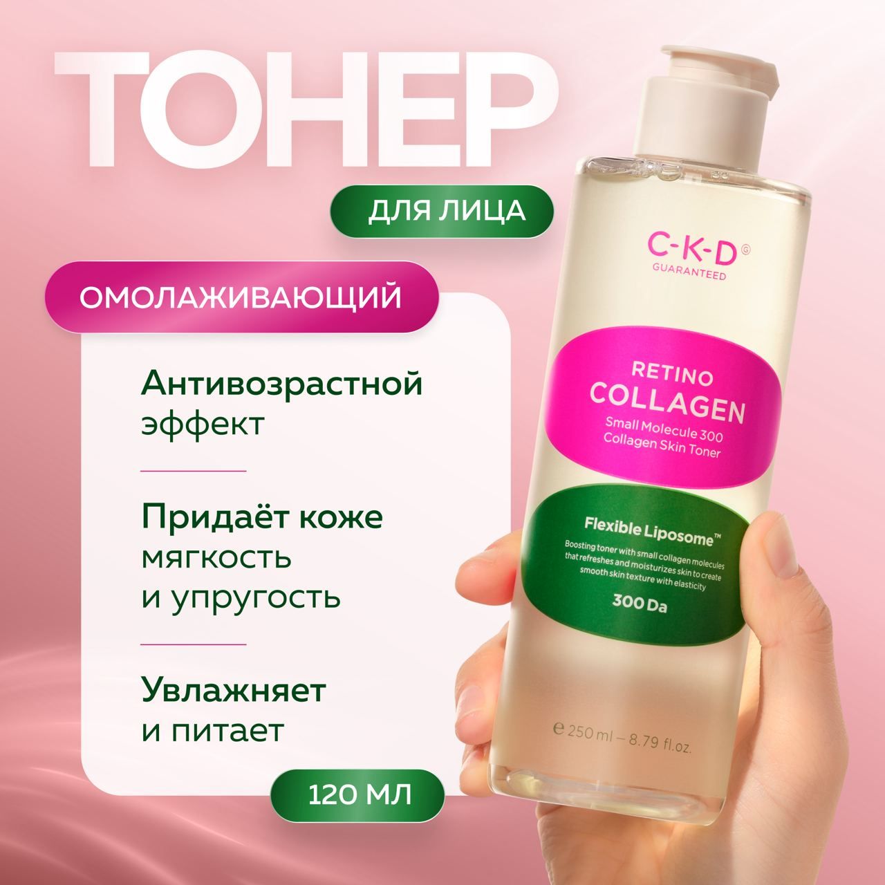 Тонер CKD с ретиналем Retino Collagen Small Molecule 300 Collagen Skin Toner 250 мл 3362₽