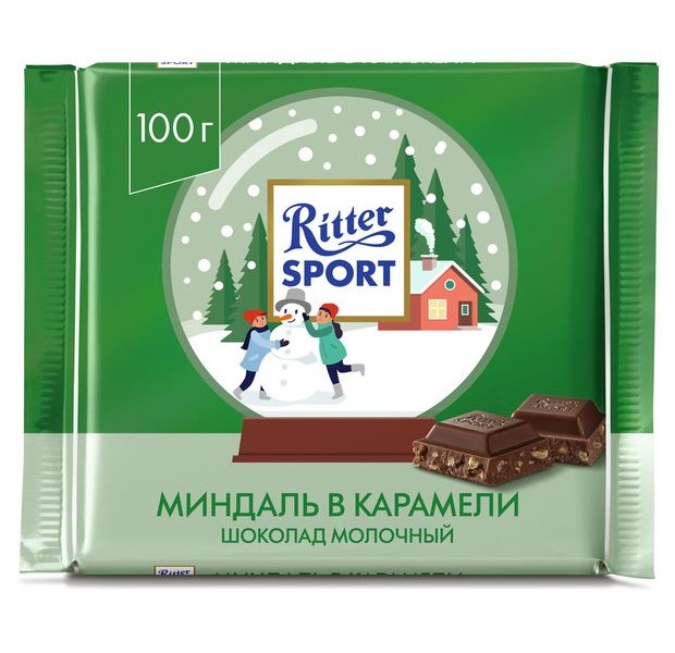 Шоколад Ritter Sport молочный миндаль в карамели 100 г