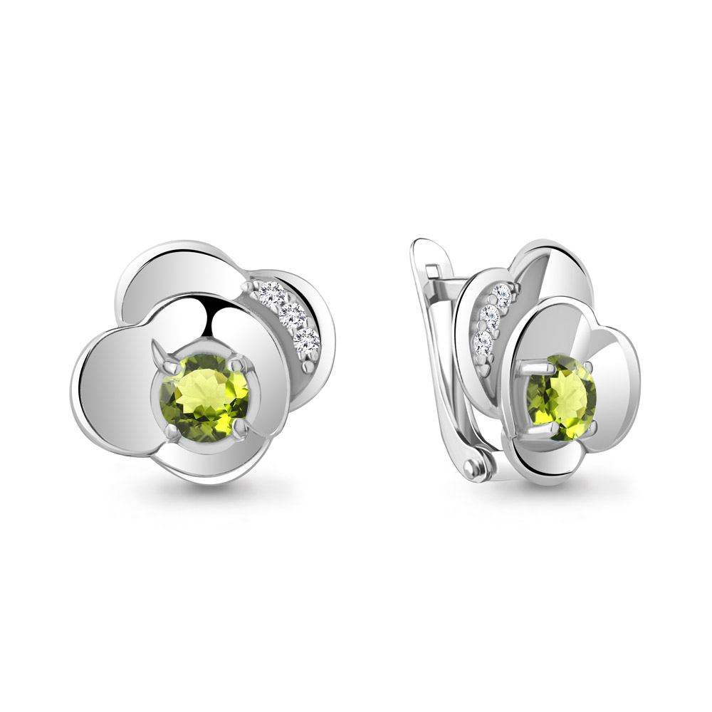 

Серьги из серебра с хризолит/фианитом Aquamarine 4750707А_925_р, 4750707А_925_р