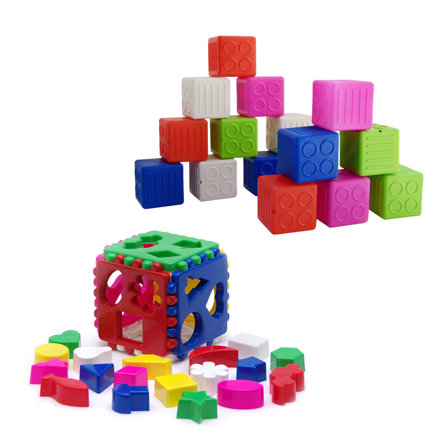 фото Набор развивающий karolina toys кубик логический + кубики 16 шт. 40-0010+к-003