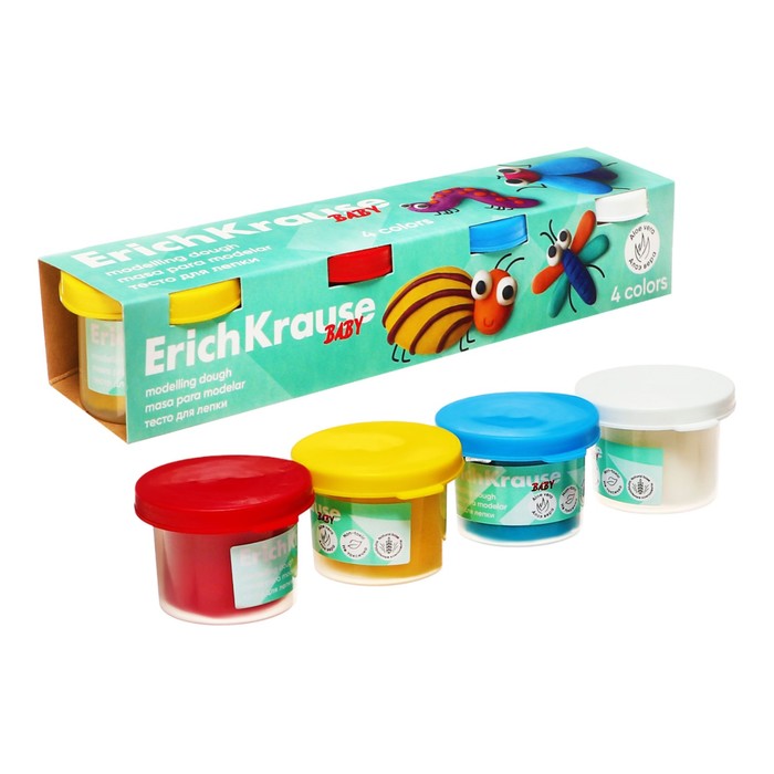 

Тесто для лепки ErichKrause Baby с Алоэ Вера натуральные компоненты 4 цвета 140г