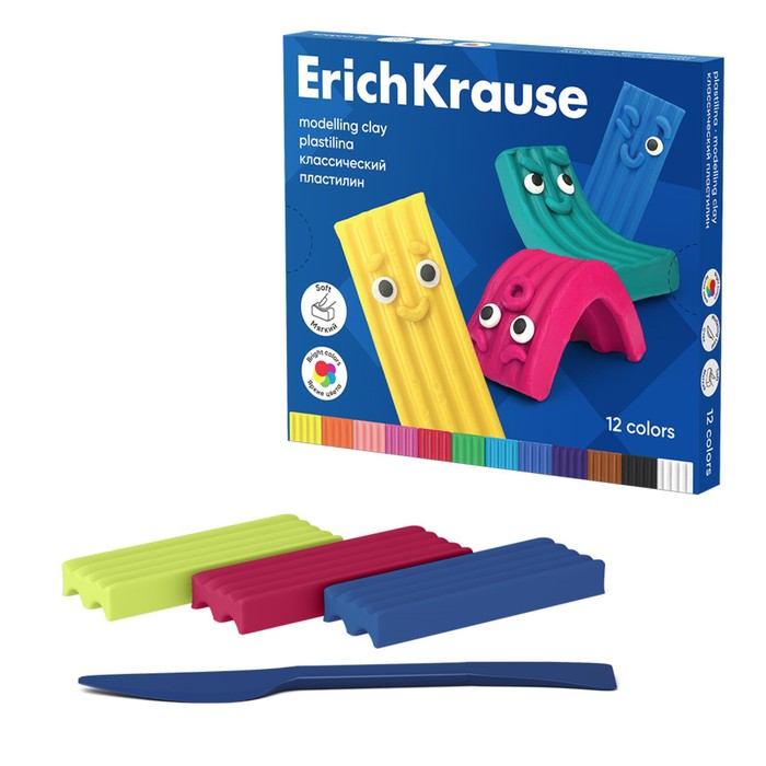 

Пластилин ErichKrause Color Friends со стеком 12 цветов 180 г