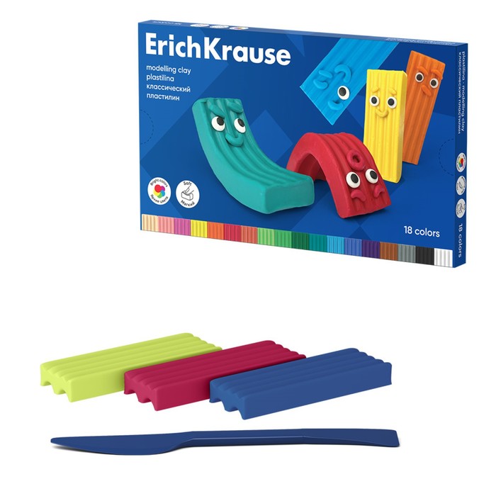 

Пластилин ErichKrause Color Friends со стеком 18 цветов 270 г