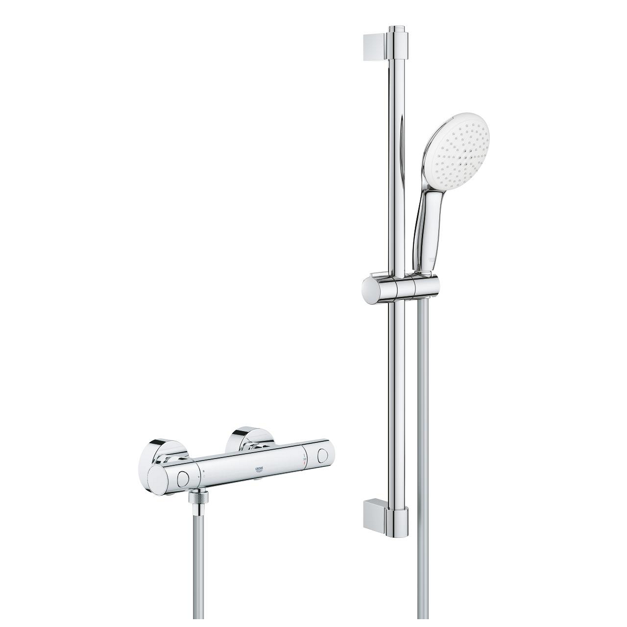 

Термостат для душа GROHE Grohtherm 800 Cosmopolitan с гарнитуром 60 см, хром (34768001), Серебристый
