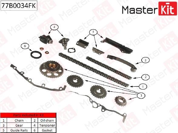 

Комплект цепи ГРМ NISSAN Almera 1.6i GA14DE/GA16DE 95- 77B0034FK