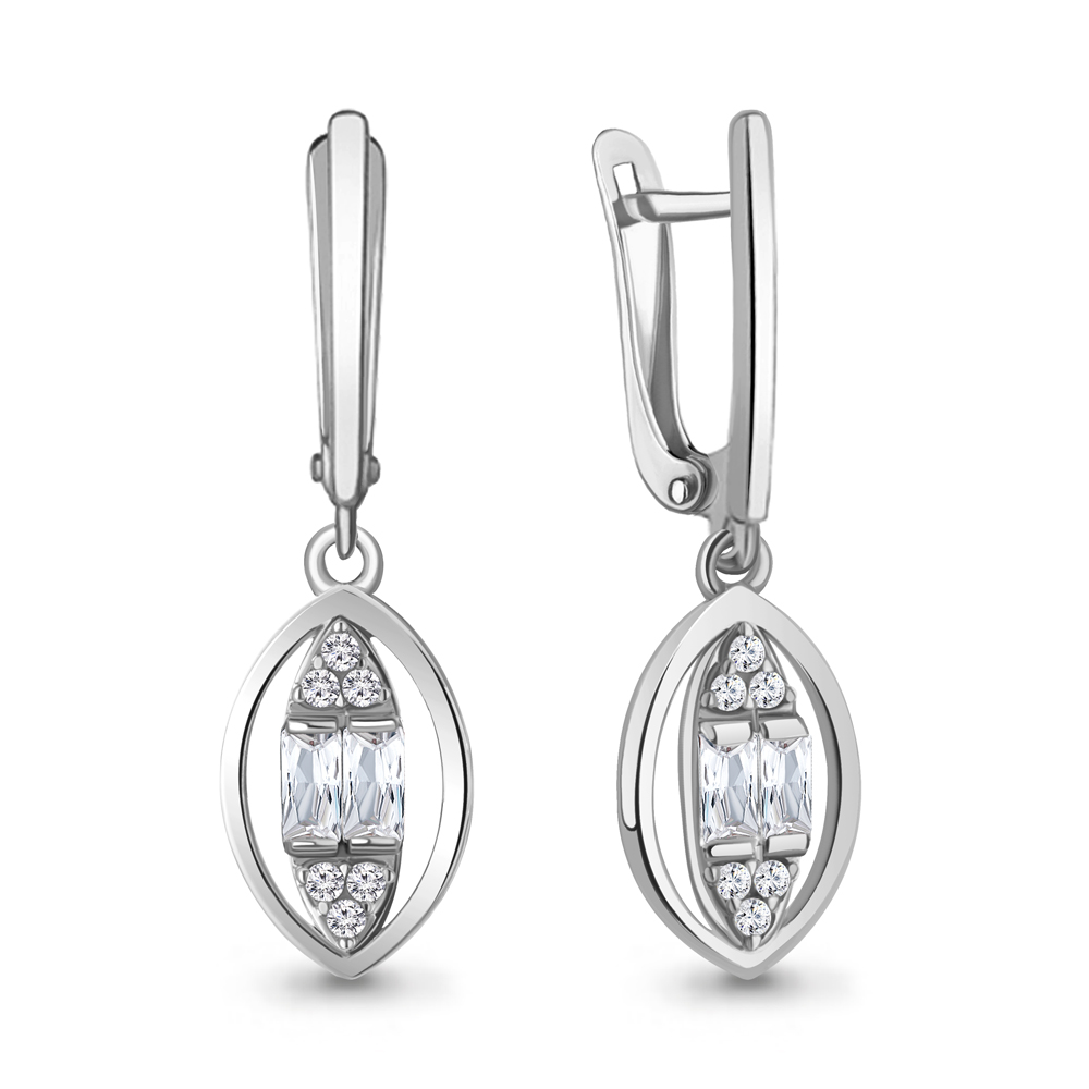 

Серьги подвески из серебра с фианитом Aquamarine 49875А, 49875А_925_р