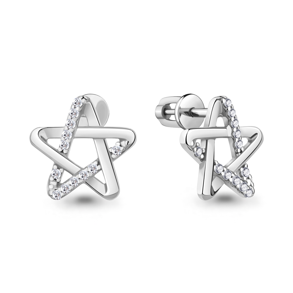 

Серьги-пусеты из серебра с фианитом Aquamarine 49891А, 49891А_925_р