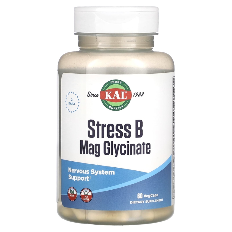 Глицинат магния и витамины группы B KAL Stress B Magnesium Glycinate 60 капсул