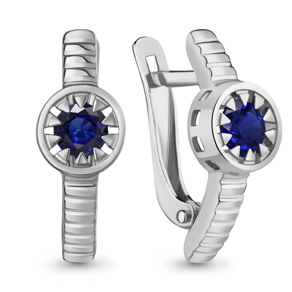 

Серьги из серебра с сапфиром искусственным Aquamarine 400013Н, 400013Н_925_р