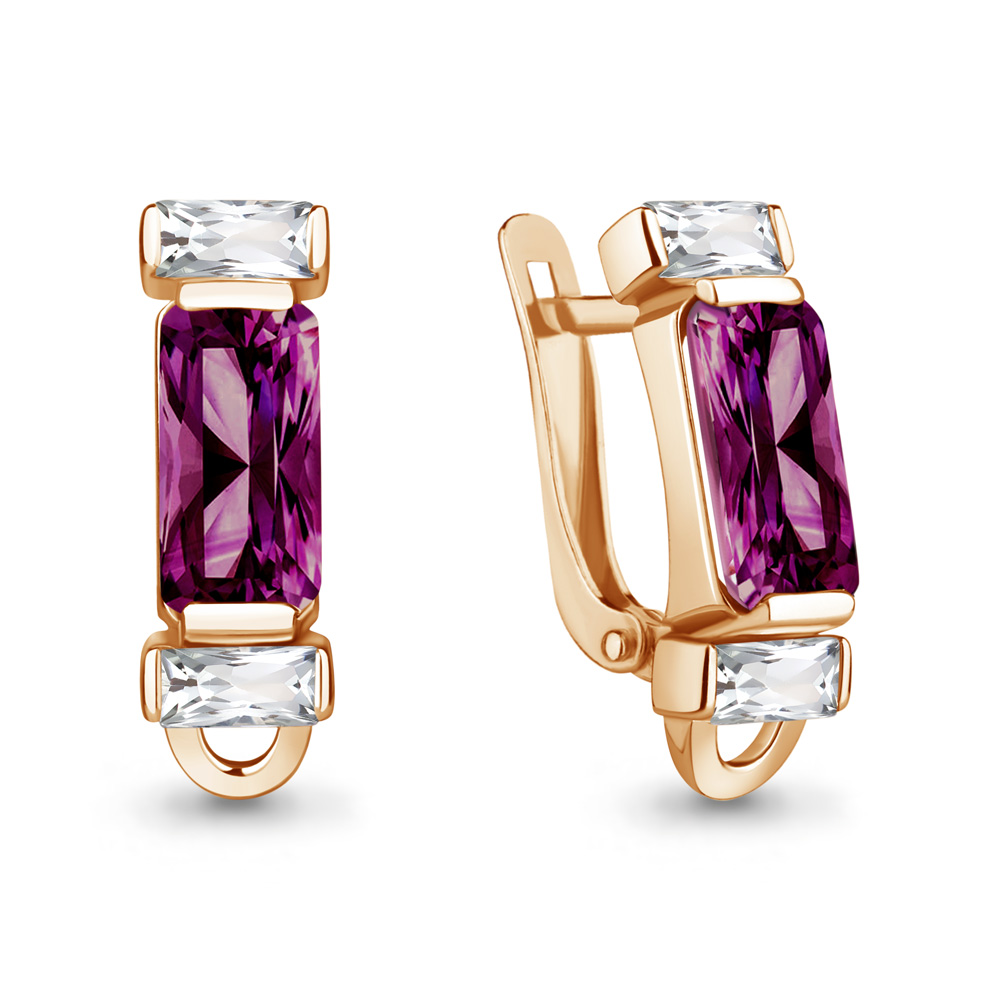

Серьги из серебра с аметистом искусственным/фианитом Aquamarine 4762984_925_з, 4762984_925_з