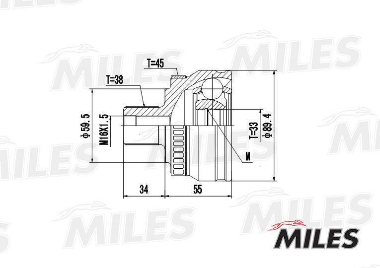 

Шрус Audi A4 1.6-2.0 00- Нар.(Abs) Miles арт. GA20027