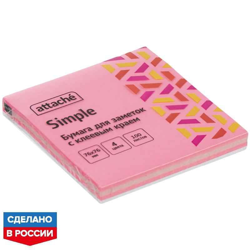 

Стикеры ATTACHE Bright colours 76х76 клубничн.радуга 100 л, Разноцветный