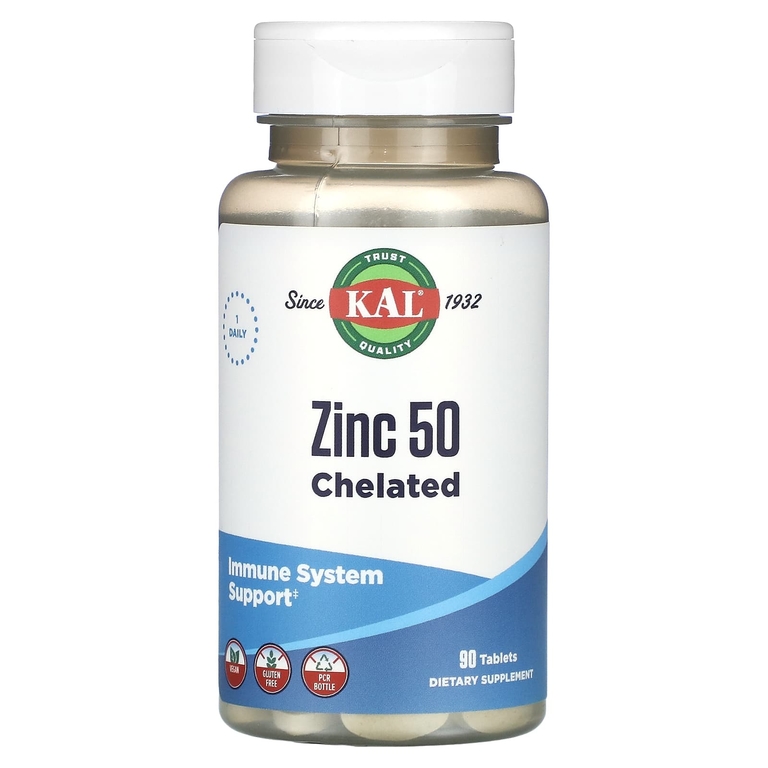 Цинк хелат KAL Zinc 50 Chelated 90 капсул 50 мг