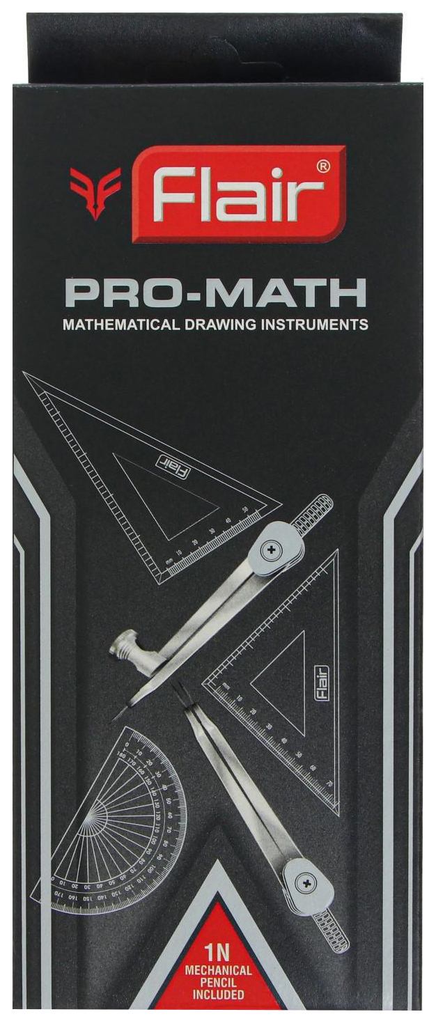 

Готовальня FLAIR PRO-MATH 10 предметов, метал.футляр, картон, европодвес FA 7008