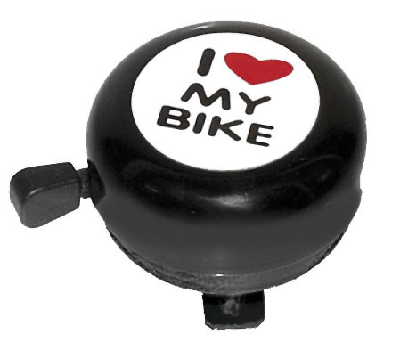 фото Звонок велосипедный стальной детский черный с рисунком "i love my bike" nobrand