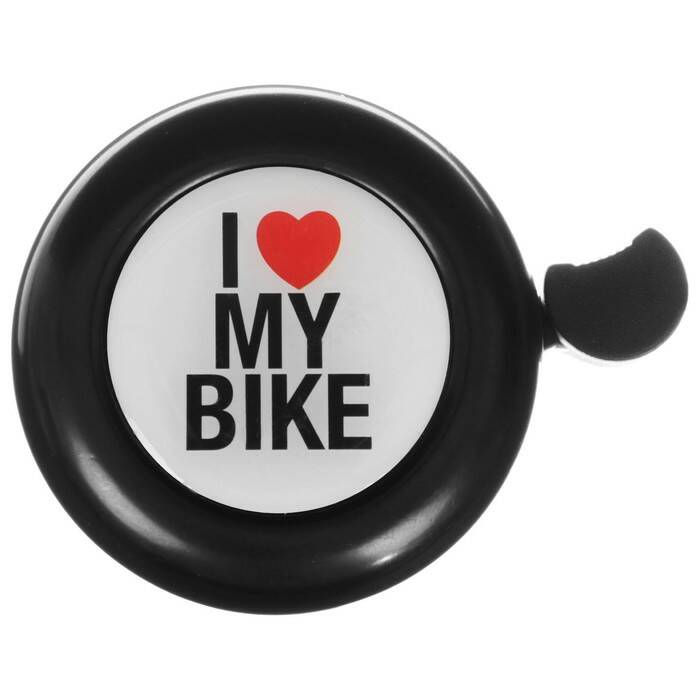 

Звонок велосипедный стальной детский черный с рисунком "I love my bike"