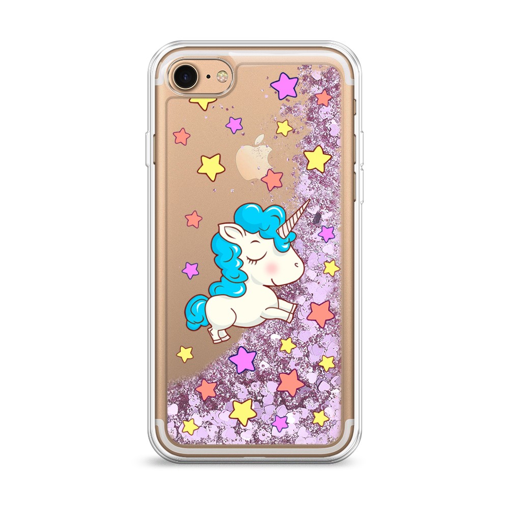

Жидкий чехол с блестками "Звездный единорог" на Apple iPhone 7, 10694-1