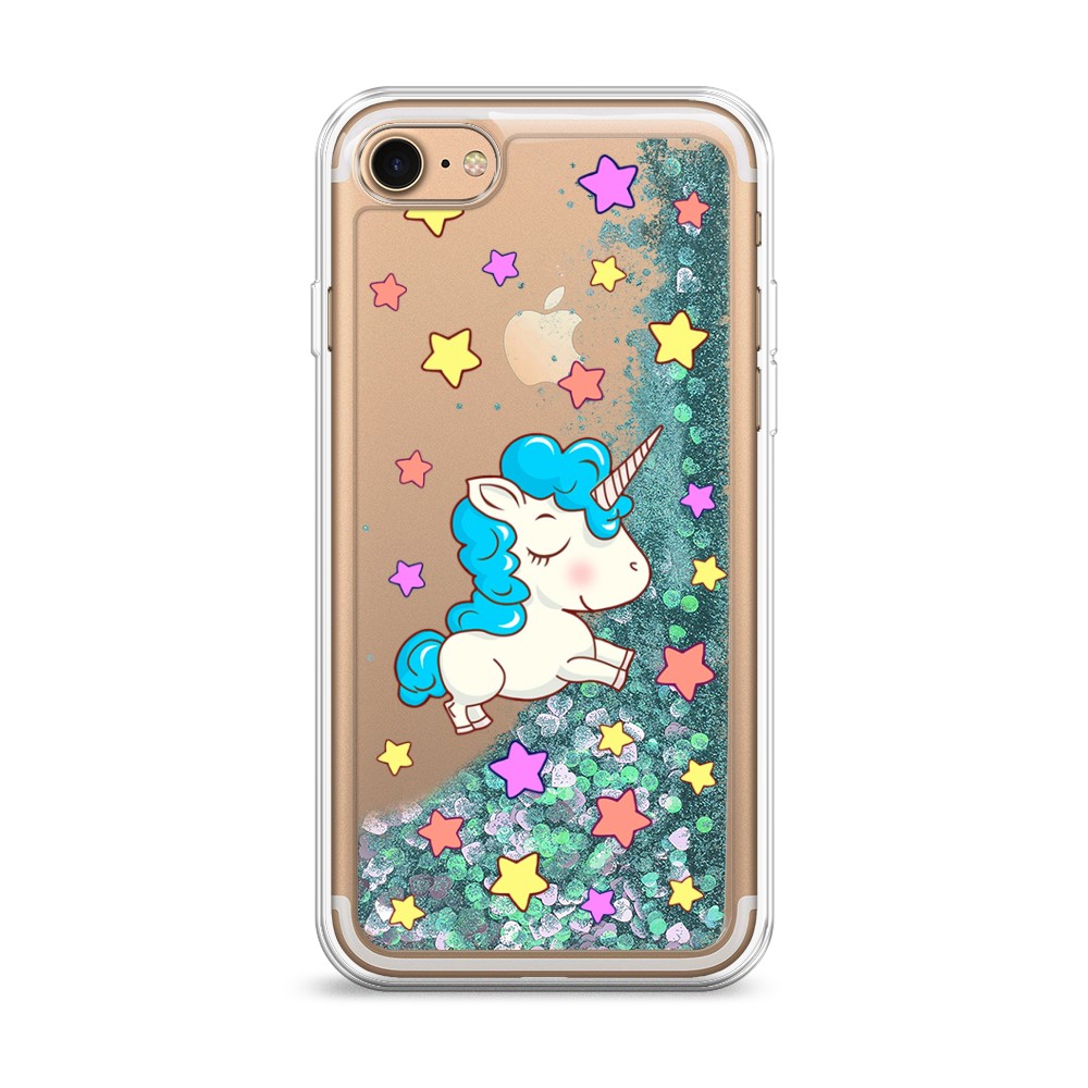 

Жидкий чехол с блестками "Звездный единорог" на Apple iPhone 7, 10695-1