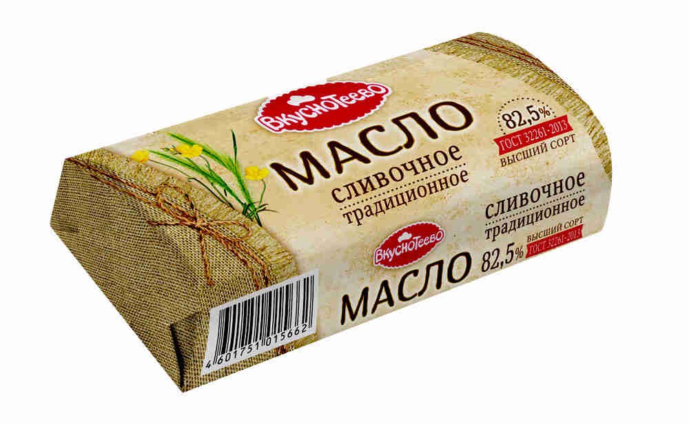 фото Сладкосливочное масло вкуснотеево традиционное 82,5% бзмж 400 г