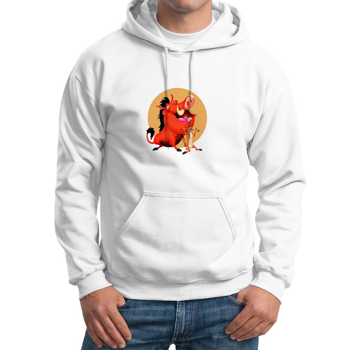 

Худи унисекс CoolPodarok Мультфильм.Тимон и пумба белое 42 RU, Белый, M0501724