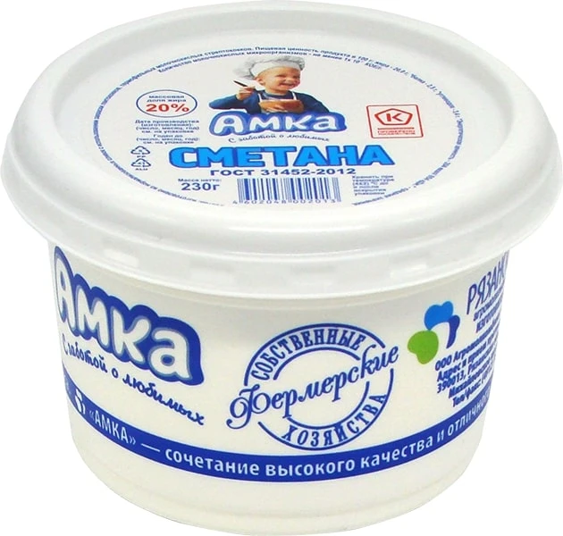 Сметана Амка 20% БЗМЖ 230 г