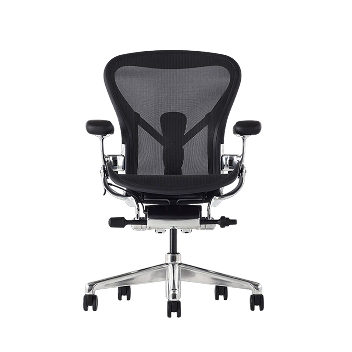 Кресло Herman Miller Aeron Black Onyx Gaming / Polished Aluminum, размер C