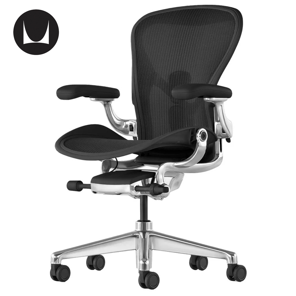 Кресло Herman Miller Aeron Black Onyx Gaming / Polished Aluminum, размер C