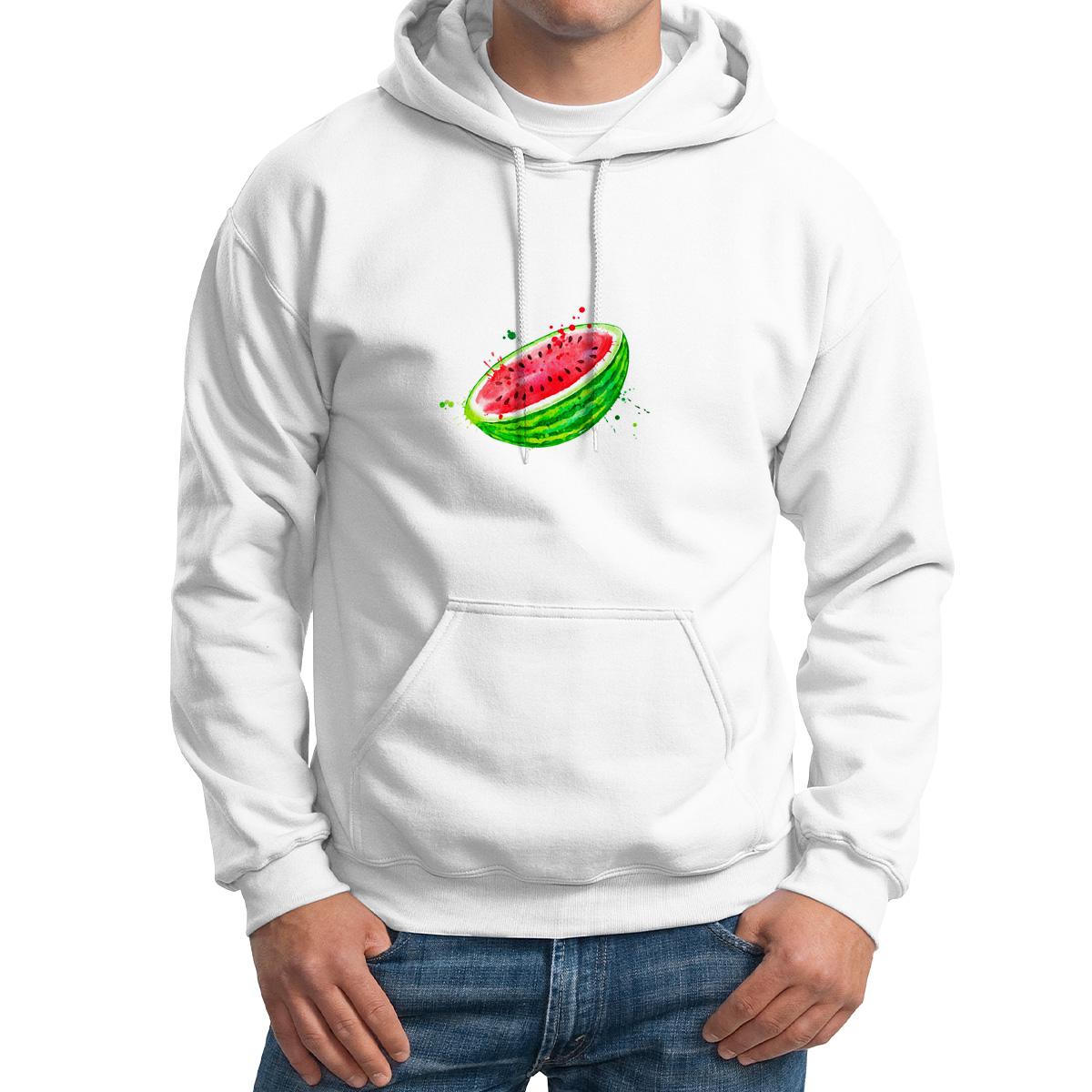 

Худи унисекс CoolPodarok Фрукты. Половинка арбуза белое 42 RU, Белый, M0501769
