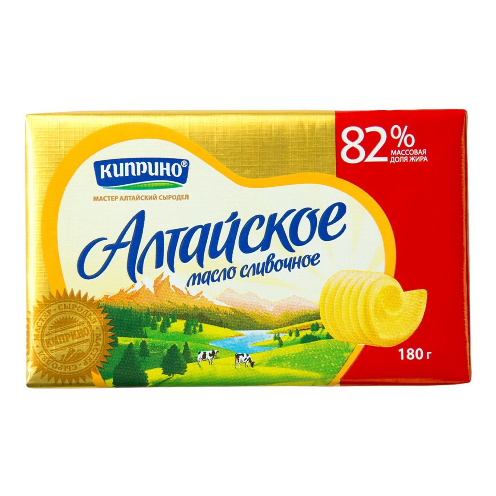 

Сладкосливочное масло Киприно Алтайское 82% БЗМЖ 180 г