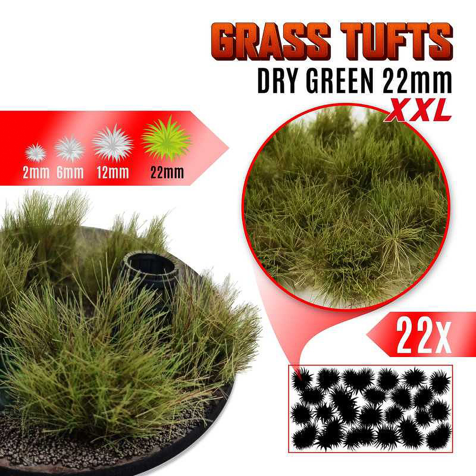 

Пучки травы для моделирования Green Stuff World Grass Tufts 22 mm Dry Green, Grass Tufts