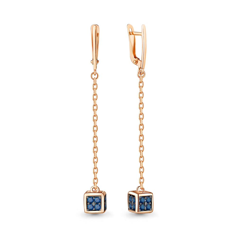 

Серьги подвески из серебра с сапфиром искусственным Aquamarine 48005Б_925_з, 48005Б_925_з