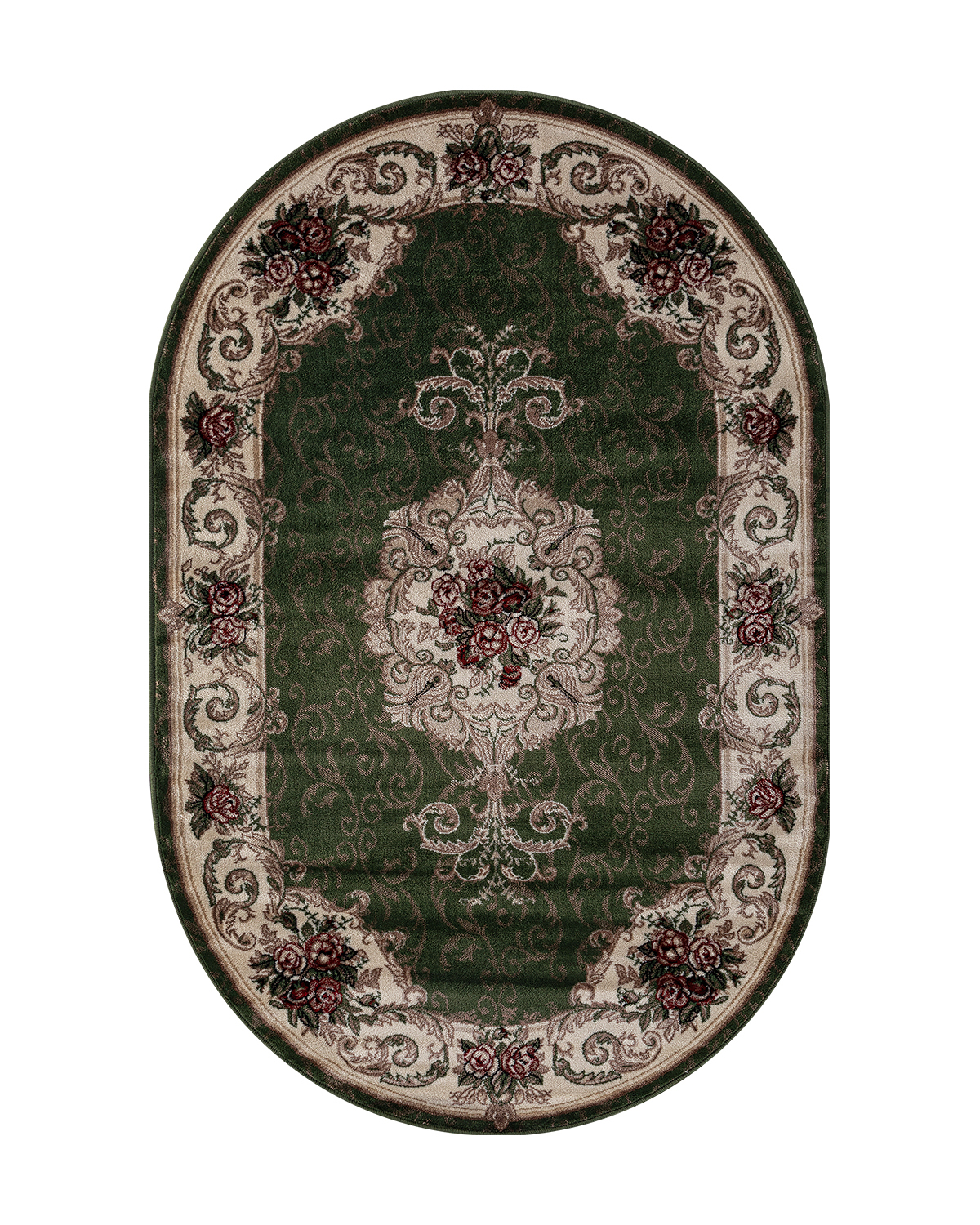 

Ковёр Merinos Colizey 80x150 овальный зелёный кремовыйD467
