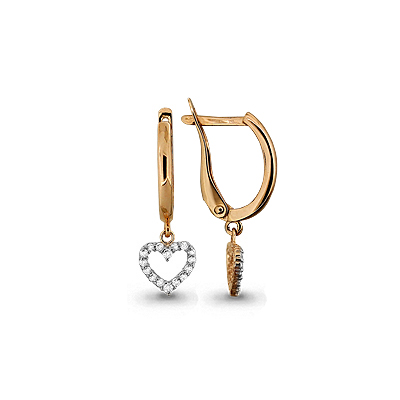 

Серьги подвески из красного золота с фианитом Aquamarine 43020А, 43020А_585_кз