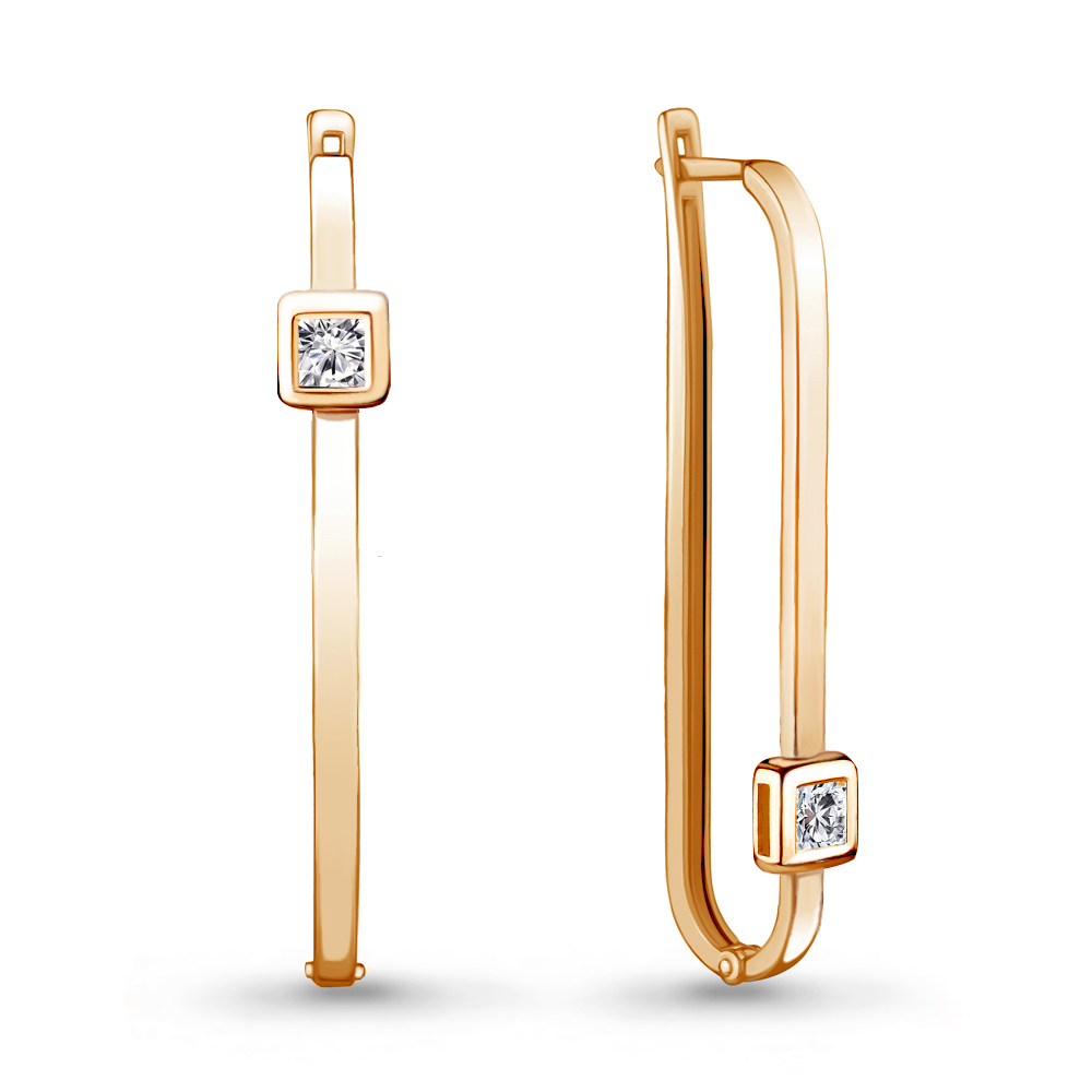 

Серьги из серебра с фианитом Aquamarine 48152, 48152_925_з