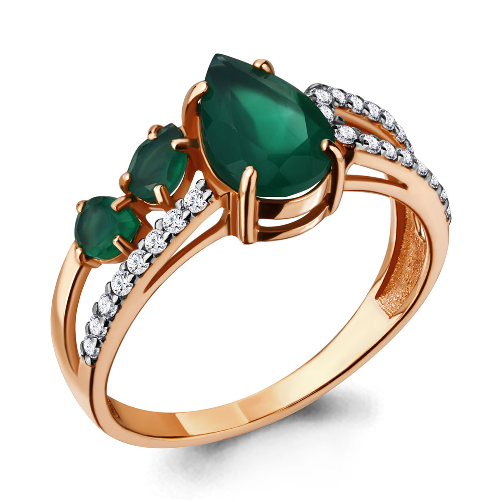 

Кольцо из серебра с агатом/фианитом р. Aquamarine 6900309А, 6900309А_925_з