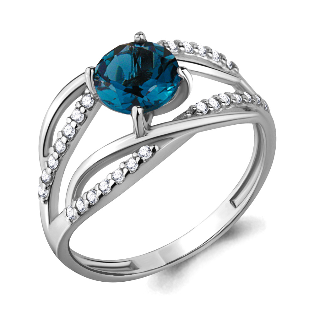 

Кольцо из серебра с топазом/фианитом р. Aquamarine 6520608А, 6520608А_925_р