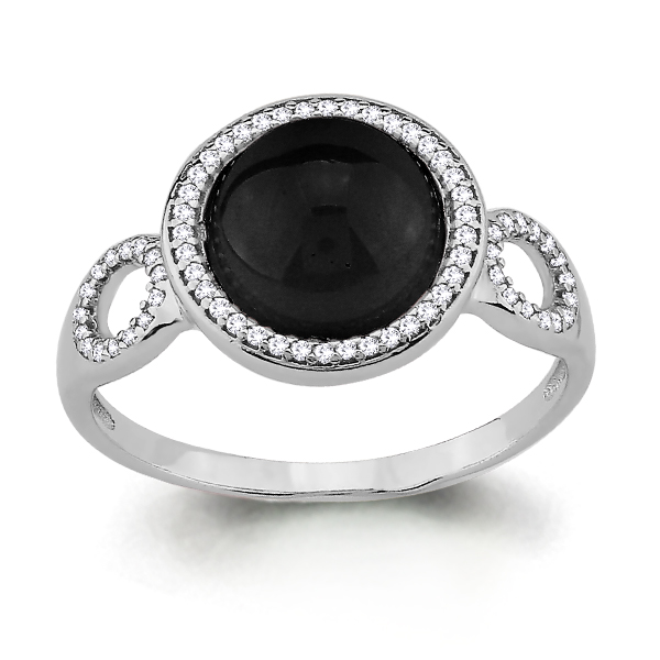 

Кольцо из серебра с ониксом/фианитом р., Aquamarine 6551917А, 6551917А_925_р