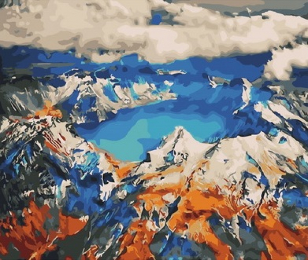 фото Картина по номерам paintboy «высокогорное озеро» холст на подрамнике, 40х50 см