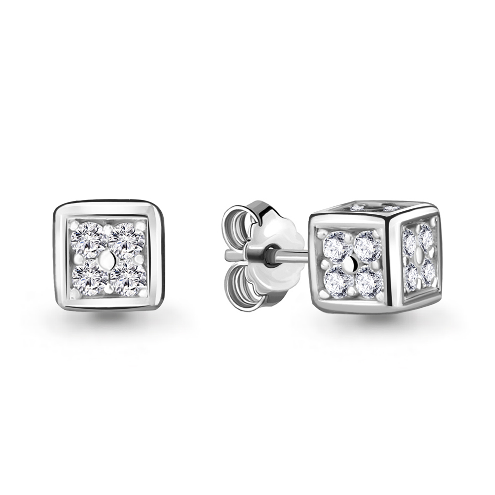 

Серьги-пусеты из серебра с фианитом Aquamarine 48006А_925_р, 48006А_925_р