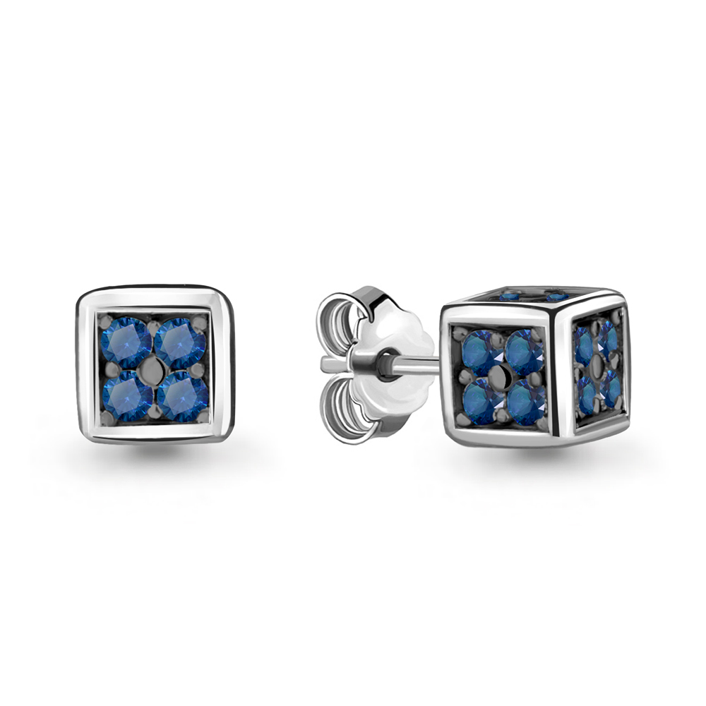 

Серьги-пусеты из серебра с сапфиром искусственным Aquamarine 48006Б_925_р, 48006Б_925_р