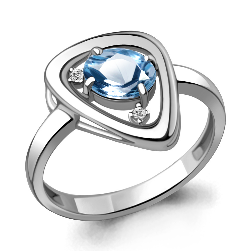 

Кольцо из серебра с топазом/фианитом р., Aquamarine 6932705А, 6932705А_925_р