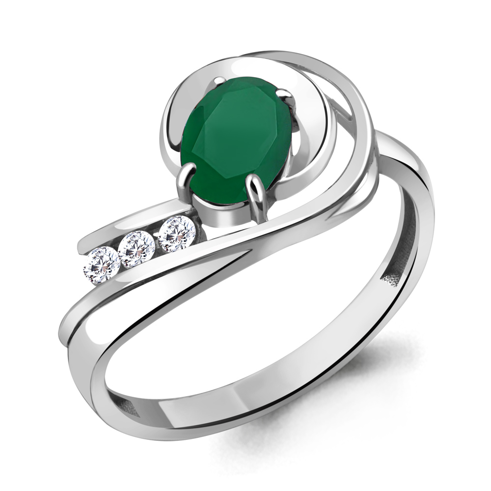 

Кольцо из серебра с агатом/фианитом р. Aquamarine 6933009А, 6933009А_925_р