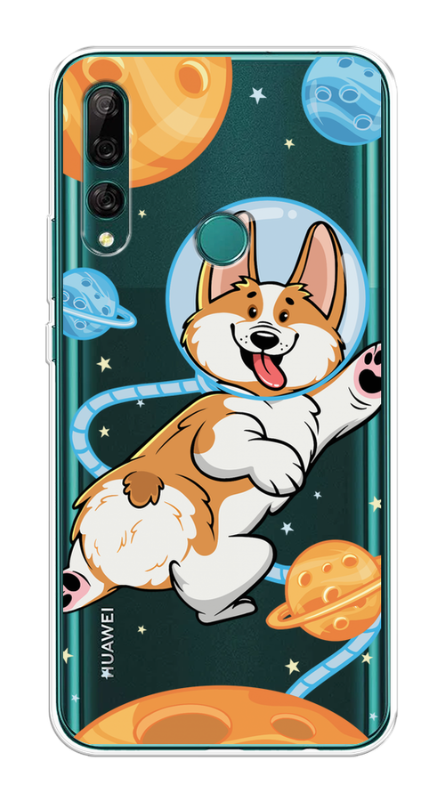 

Чехол на Huawei Y9 Prime 2019 "Корги-космонавт", Голубой;бежевый;белый, 611950-1