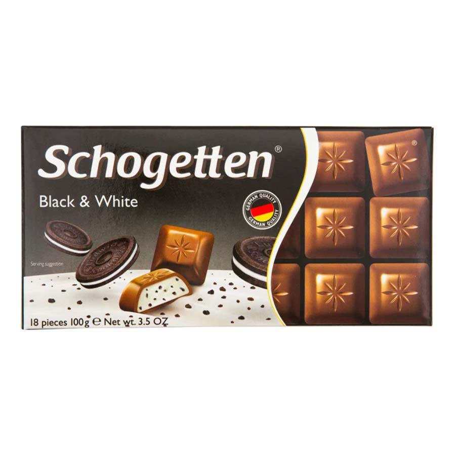 Шоколад Schogetten Black&White молочный с кремом и кусочками печенья с какао 100 г