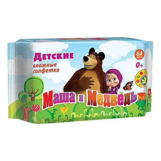 Купить Детские влажные салфетки Авангард Маша и Медведь 64 шт.,