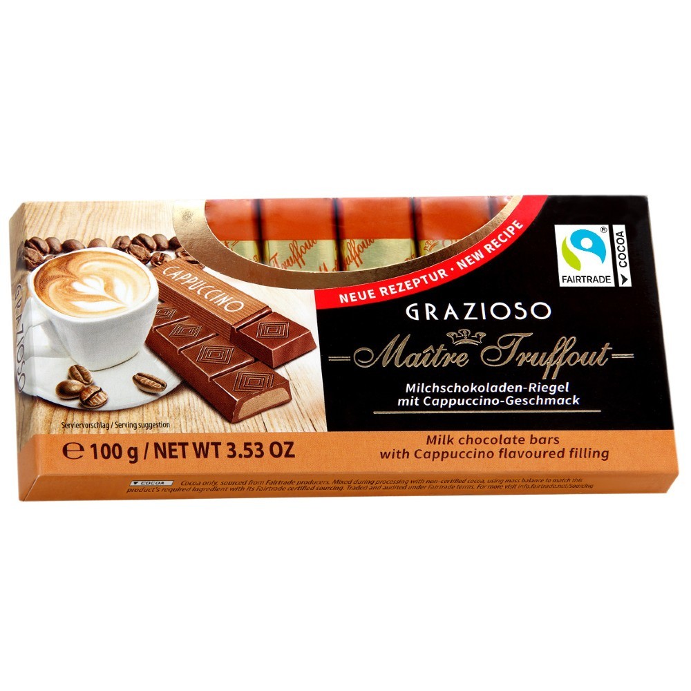 

Молочный шоколад Graziozo Maitre Truffout с начинкой капучино 100 г