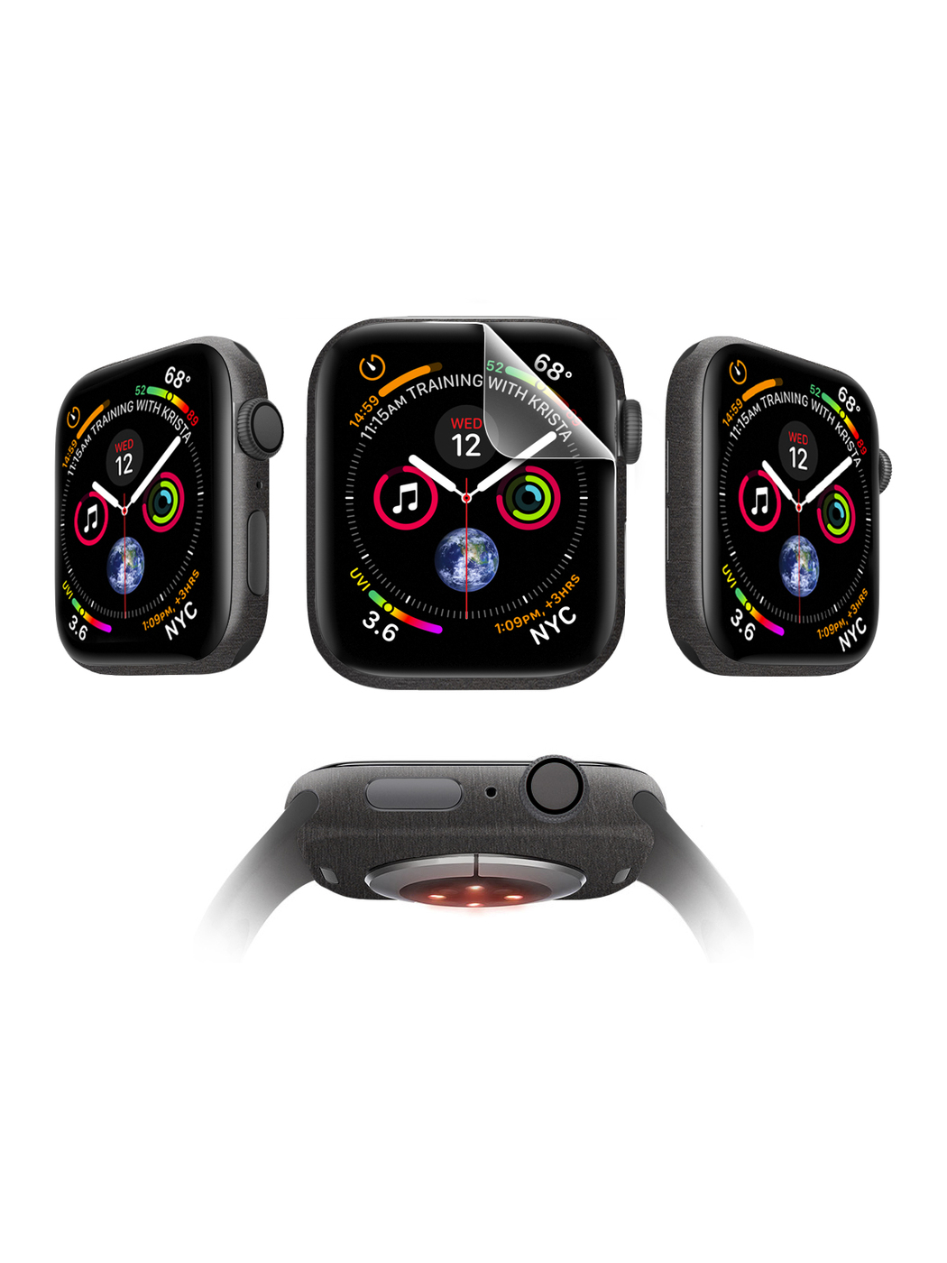 

Защитная пленка MOCOLL для Apple Watch 44mm Glossy (4шт) Металлик Черный